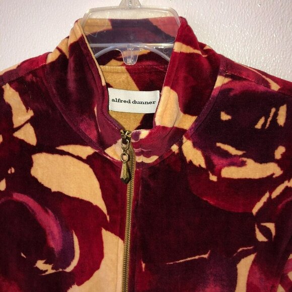 Alfred Dunner Athletic Jogger Jacket Size 14 Velour Dark Rose Zip Up - Picture 6 of 9